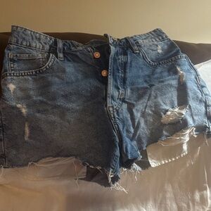 H&M Dark Blue Distressed Jean Shorts